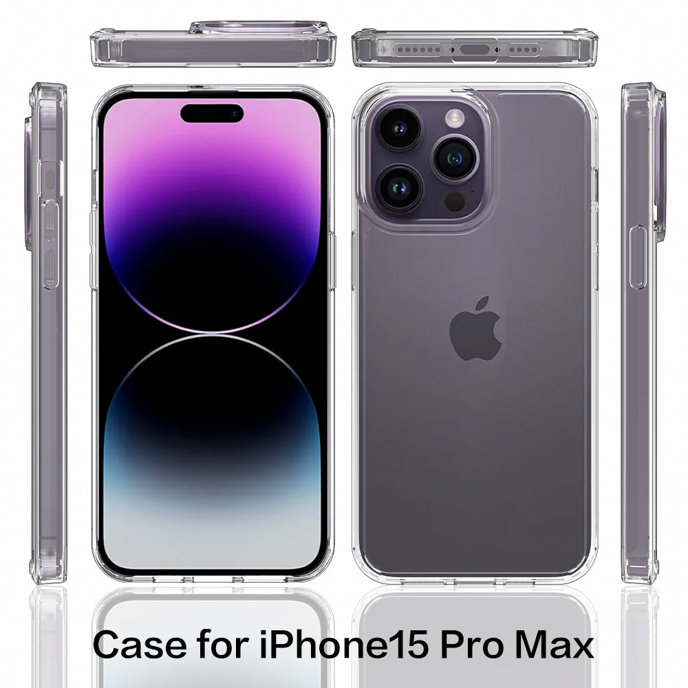 For iPhone 15 Pro Max Shockproof Acrylic TPU Hybrid Mobile Phone Cover Clear Anti-Scratch Phone Case Shell For iPhone 15 Pro Max Shockproof Acrylic TPU Hybrid Mobile Phone Cover Clear Anti-Scratch Phone Case Shell